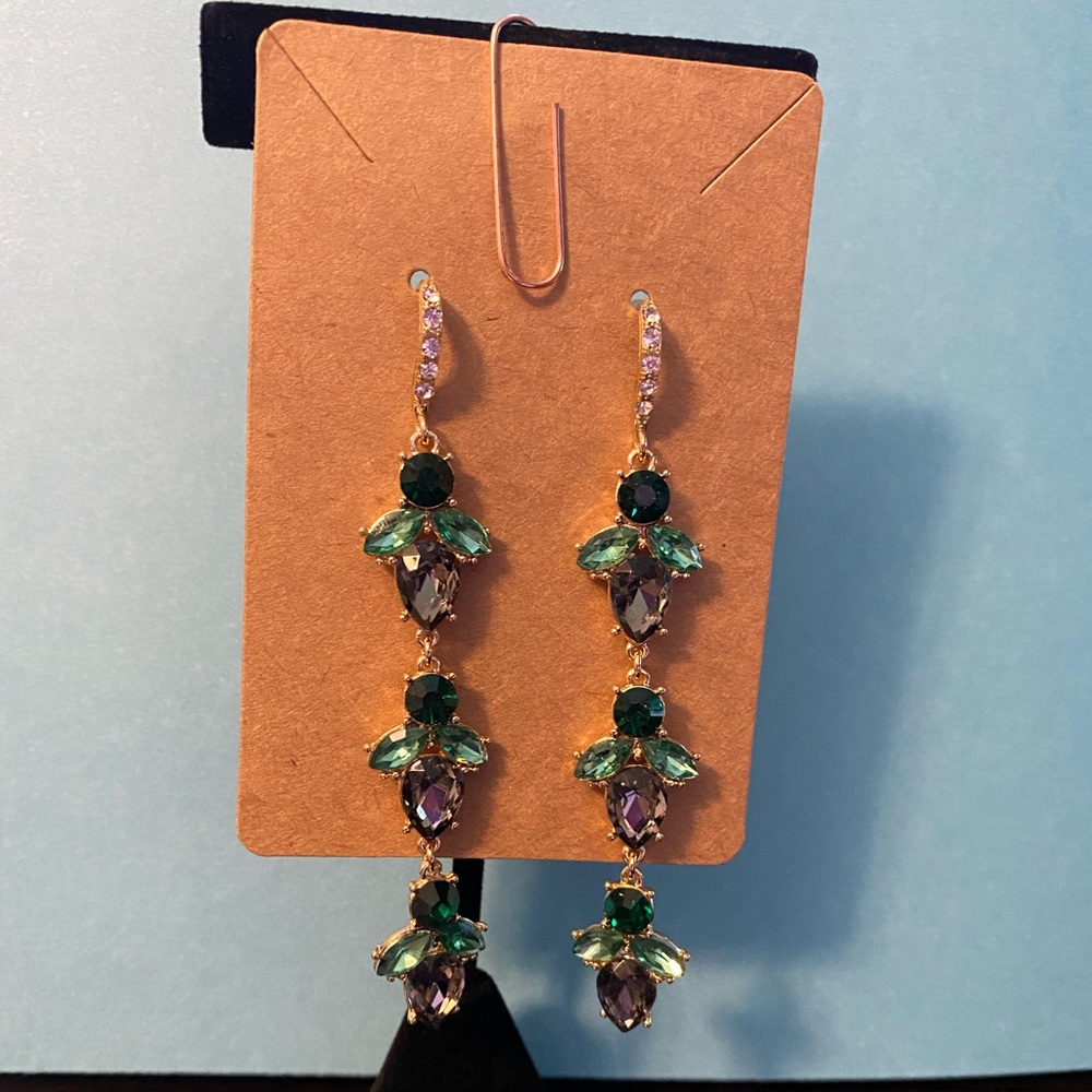 Monet shades of green chandelier earrings